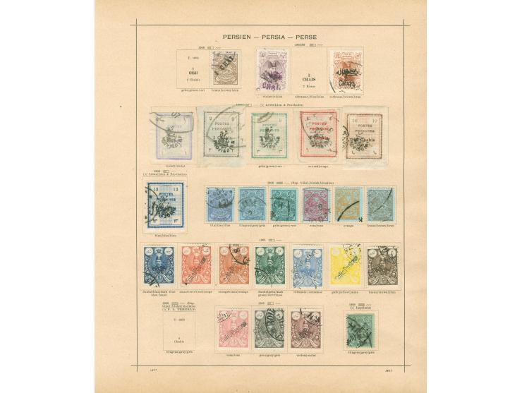 1875/1940, collection on old album leaves starting Lion issues with two used stamps, many complete sets, provisional overprin