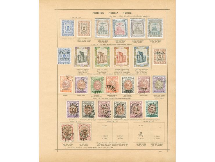 1875/1940, collection on old album leaves starting Lion issues with two used stamps, many complete sets, provisional overprin