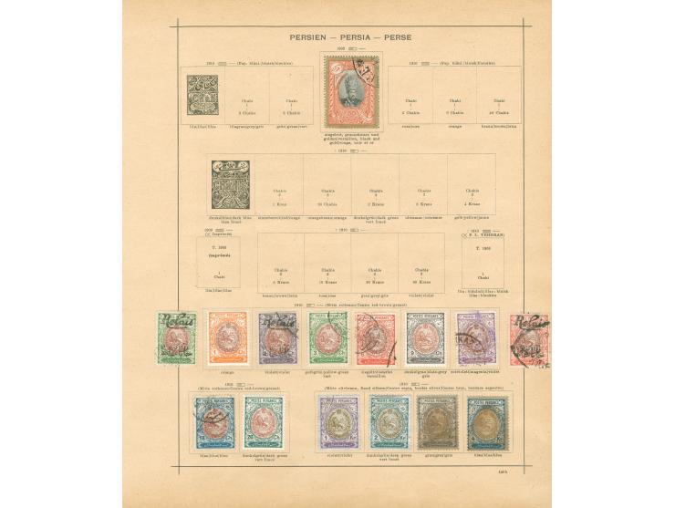 1875/1940, collection on old album leaves starting Lion issues with two used stamps, many complete sets, provisional overprin