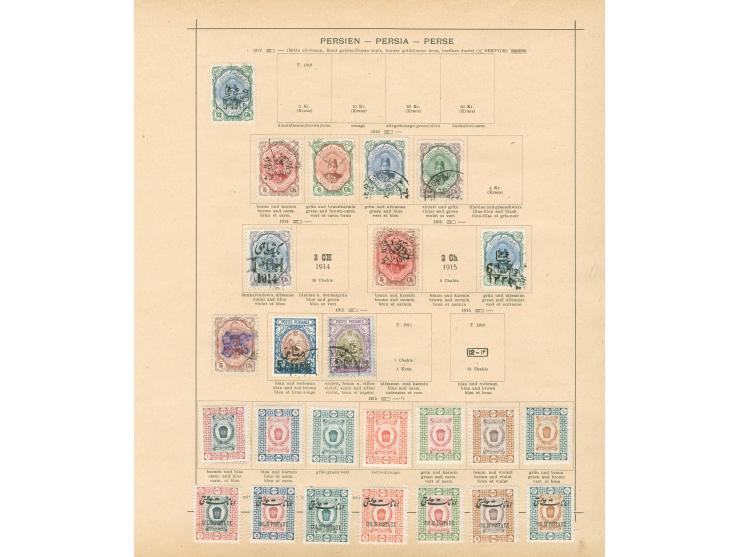 1875/1940, collection on old album leaves starting Lion issues with two used stamps, many complete sets, provisional overprin