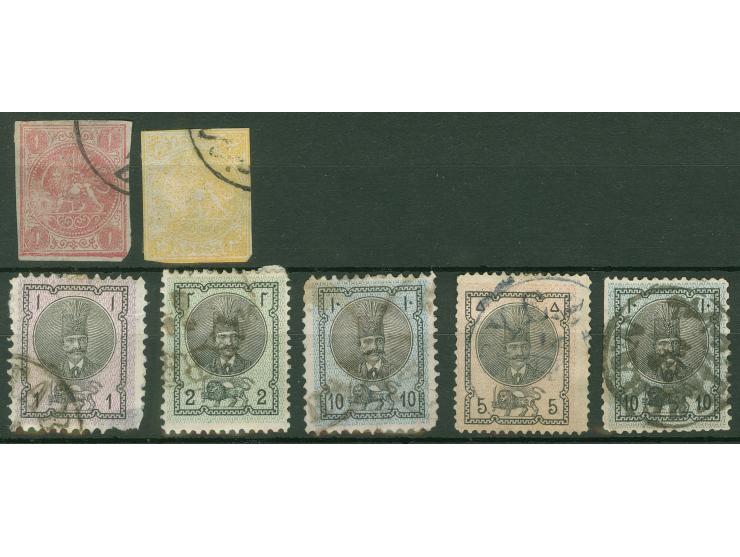 1875/1940, collection on old album leaves starting Lion issues with two used stamps, many complete sets, provisional overprin