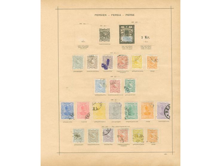 1875/1940, collection on old album leaves starting Lion issues with two used stamps, many complete sets, provisional overprin