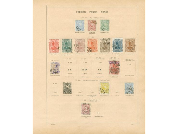 1875/1940, collection on old album leaves starting Lion issues with two used stamps, many complete sets, provisional overprin