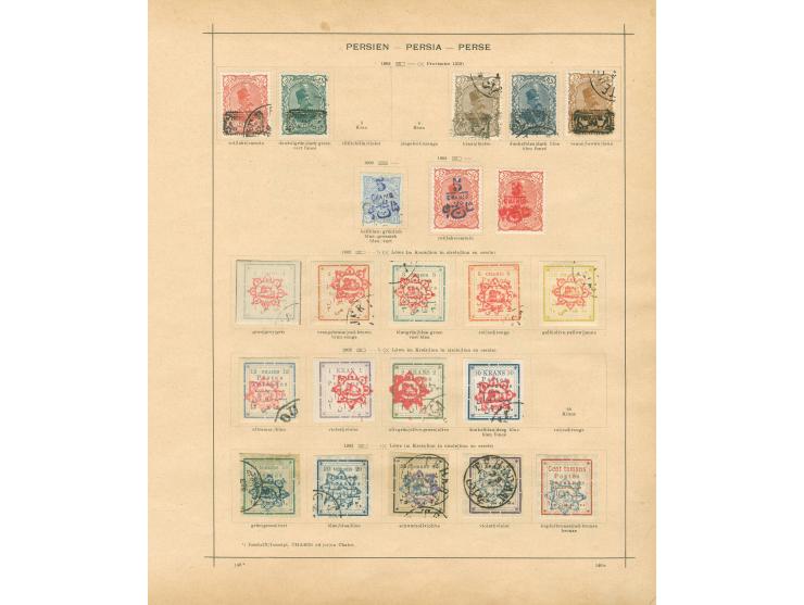 1875/1940, collection on old album leaves starting Lion issues with two used stamps, many complete sets, provisional overprin