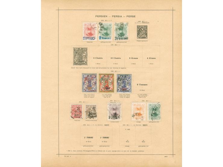 1875/1940, collection on old album leaves starting Lion issues with two used stamps, many complete sets, provisional overprin