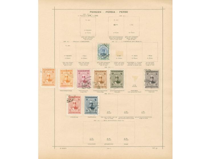 1875/1940, collection on old album leaves starting Lion issues with two used stamps, many complete sets, provisional overprin