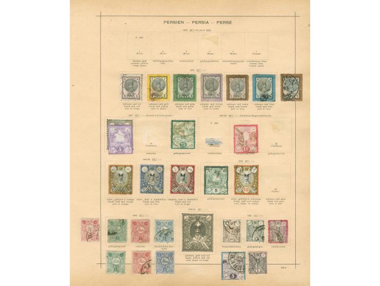 1875/1940, collection on old album leaves starting Lion issues with two used stamps, many complete sets, provisional overprin