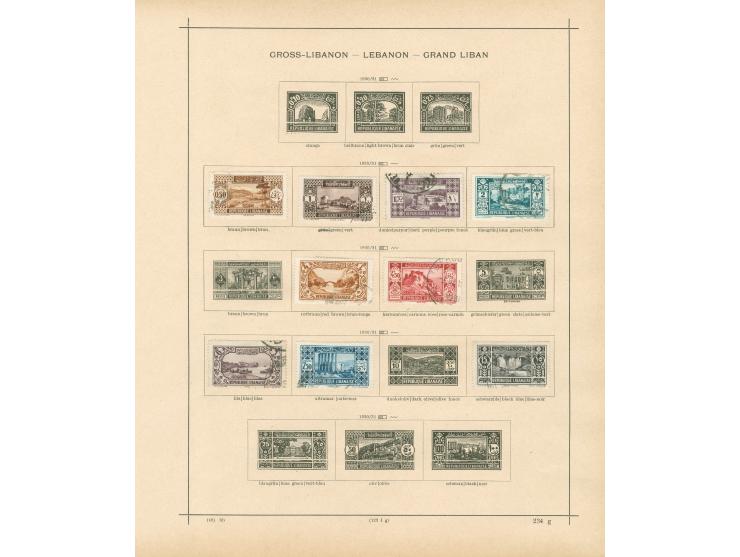 1924/40, Syria &amp; Lebanon collection on old album leaves, starting french surcharge issues, air mails and postage due, few