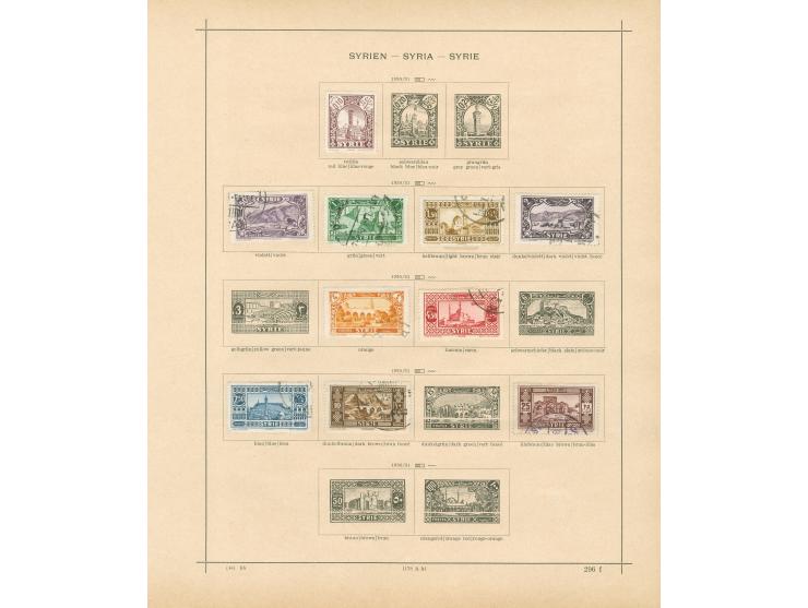 1924/40, Syria &amp; Lebanon collection on old album leaves, starting french surcharge issues, air mails and postage due, few