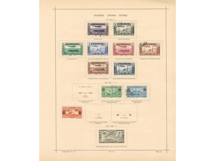 1924/40, Syria &amp; Lebanon collection on old album leaves, starting french surcharge issues, air mails and postage due, few