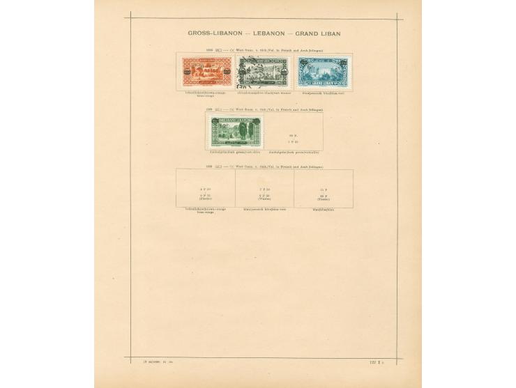 1924/40, Syria &amp; Lebanon collection on old album leaves, starting french surcharge issues, air mails and postage due, few