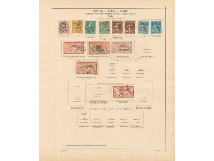 1924/40, Syria &amp; Lebanon collection on old album leaves, starting french surcharge issues, air mails and postage due, few