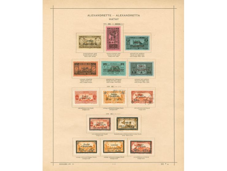 1919/40, Alexandretta collection on old album leaves, complete sets including postage due and mournig set, enclosed some Hata