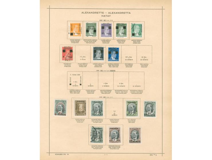 1919/40, Alexandretta collection on old album leaves, complete sets including postage due and mournig set, enclosed some Hata