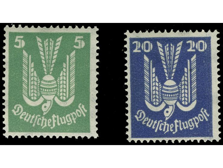 1924, Flugpost 5 Pfg. und 20 Pfg. mit liegendem Wasserzeichen, sauber ungebraucht (Mi. 420,-)&nbsp;