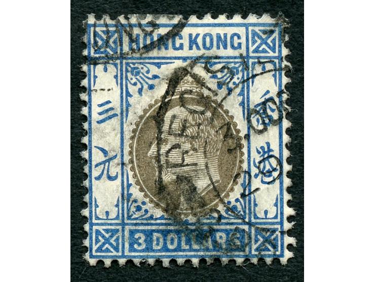 1904-06 KEVII $3 slate and dull blue wmk. mult. crown CA, used with Registered Hong Kong cancellation, fine.
