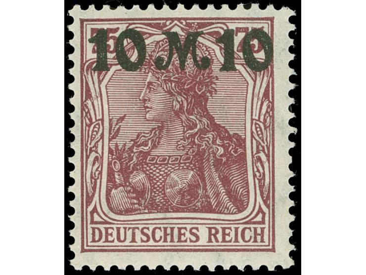 1921, Germania 10 M. auf 75 Pfg., mit Urmarkenplattenfehler "Haarlocke" am Hinterkopf", postfrisch, unsigniert, tadellos&nbsp