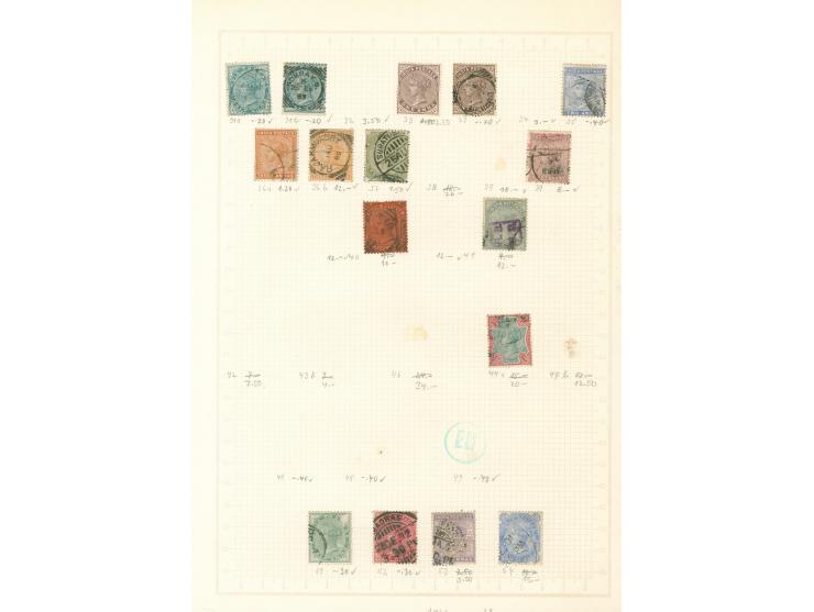 1855/1950, India &amp; Ceylon: mostly used collections, starting India 4 a. black 1855 (SG 55), on 13 old album pages, few di