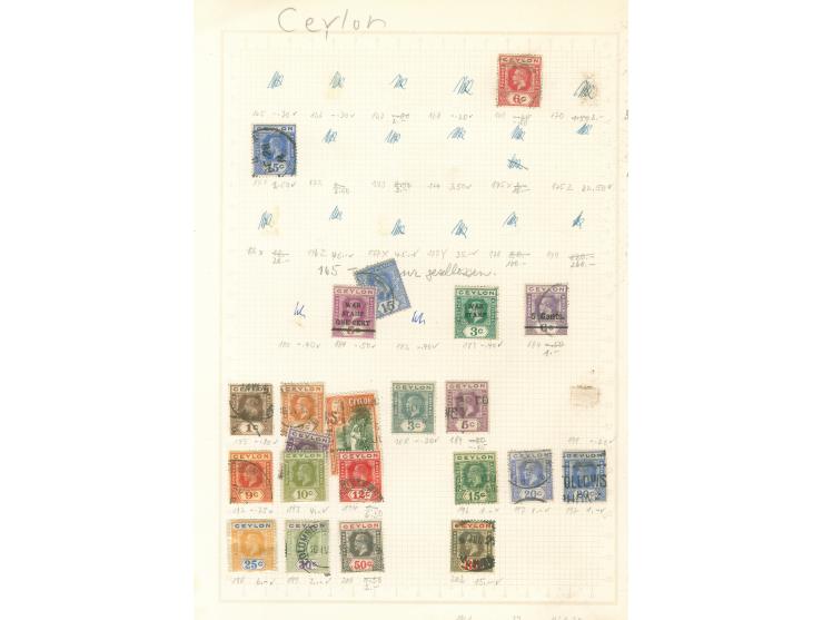 1855/1950, India &amp; Ceylon: mostly used collections, starting India 4 a. black 1855 (SG 55), on 13 old album pages, few di