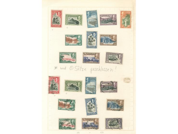 1855/1950, India &amp; Ceylon: mostly used collections, starting India 4 a. black 1855 (SG 55), on 13 old album pages, few di