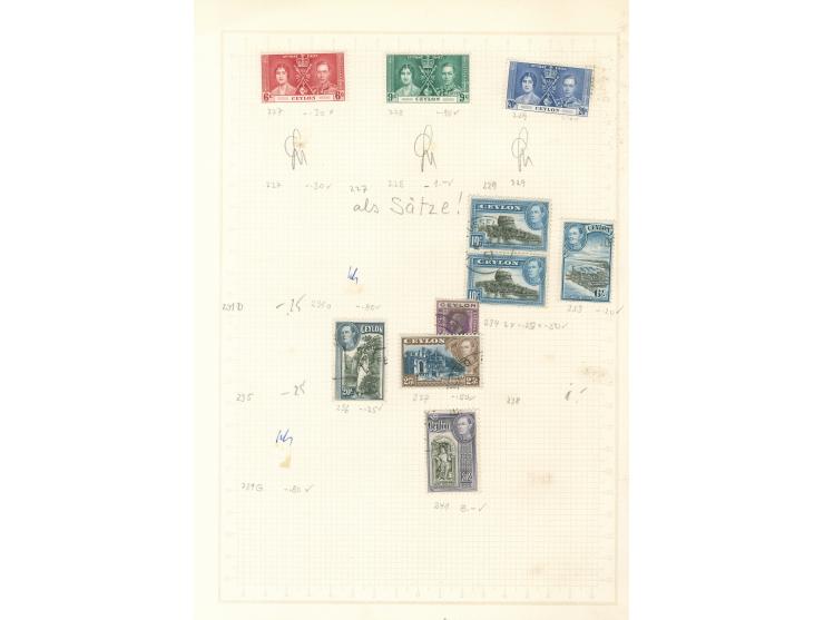 1855/1950, India &amp; Ceylon: mostly used collections, starting India 4 a. black 1855 (SG 55), on 13 old album pages, few di