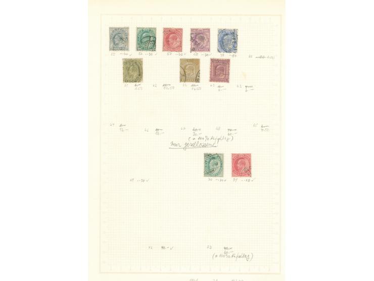 1855/1950, India &amp; Ceylon: mostly used collections, starting India 4 a. black 1855 (SG 55), on 13 old album pages, few di