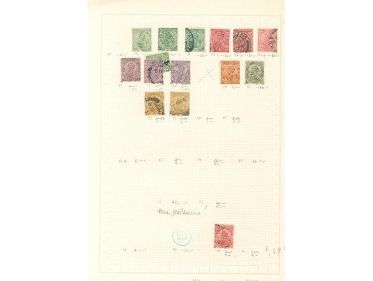 1855/1950, India &amp; Ceylon: mostly used collections, starting India 4 a. black 1855 (SG 55), on 13 old album pages, few di