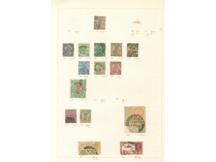 1855/1950, India &amp; Ceylon: mostly used collections, starting India 4 a. black 1855 (SG 55), on 13 old album pages, few di