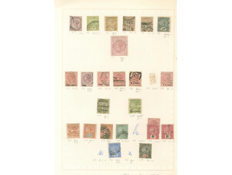 1855/1950, India &amp; Ceylon: mostly used collections, starting India 4 a. black 1855 (SG 55), on 13 old album pages, few di