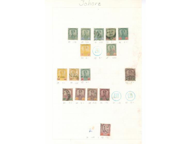 1867/1930, collection starting 2 c. on 1 a. deep brown, mainly used, including $5 green and blue (SG 50), enclosed Johore, on