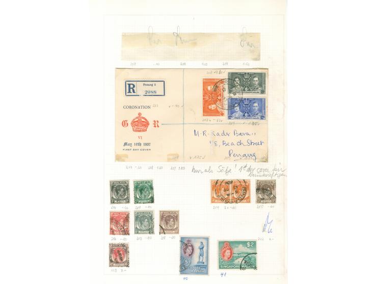 1867/1930, collection starting 2 c. on 1 a. deep brown, mainly used, including $5 green and blue (SG 50), enclosed Johore, on