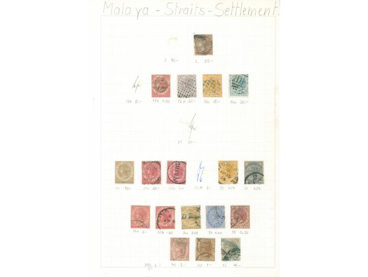 1867/1930, collection starting 2 c. on 1 a. deep brown, mainly used, including $5 green and blue (SG 50), enclosed Johore, on