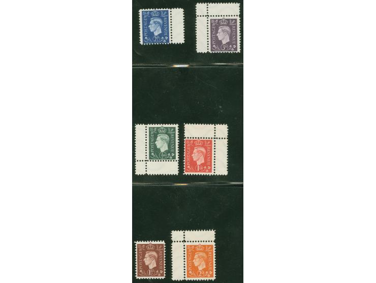 DEUTSCHE FÄLSCHUNGEN FÜR GROẞBRITANNIEN: 1944, König George VI. ½ p.- 3 p., fünf Werte mit Zwischenstegansatz, ohne Gummi, bi