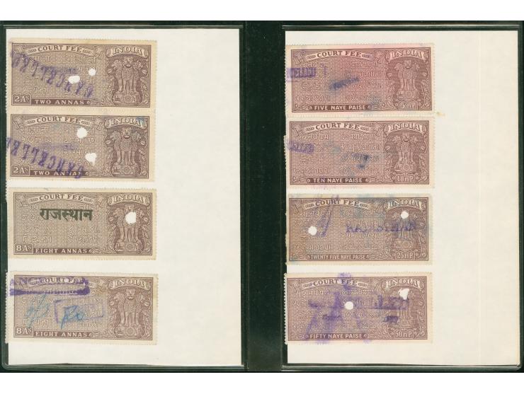 1948, two album pages showing 14 stamps Bundi State Maharao Raja Bahadur Singh issue handstamped and violet and typo overprin