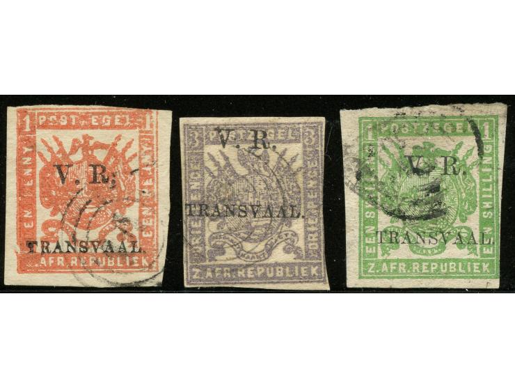1877, Celliers 1 d. bright red on stout hard surfaced paper, fine used. New Printings on coarse soft white paper two stamps 3