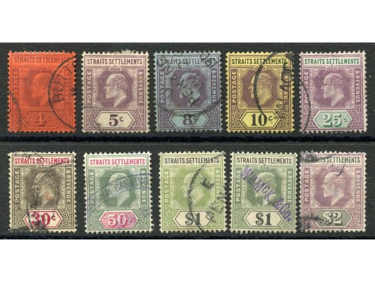 1902, Edward VII set of ten stamps up to $2 dull purple and black, watermark Crown CA, fine.
