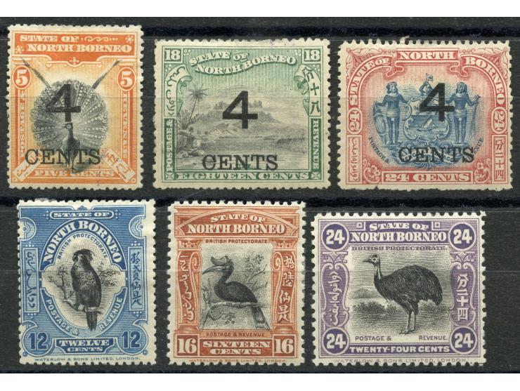 1899, three stamps 5 c., 18 c. and 24 c. surcharged ‘4 CENTS’ (4½ mm between lines), plus three stamps of animals issue 12 c.