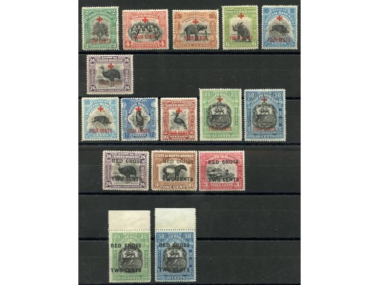1918, Red Cross issue 11 stamps animals up to 50 c. red surcharged and 5 stamps black surcharged, all unused, fine and fresh.