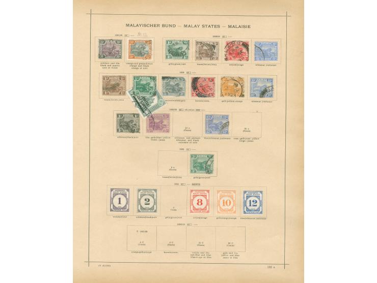 1867/1918, Straits Settlements Malacca Malay States: collection on 7 album pages, used and unused, Bangkok ‘B’ overprint, two