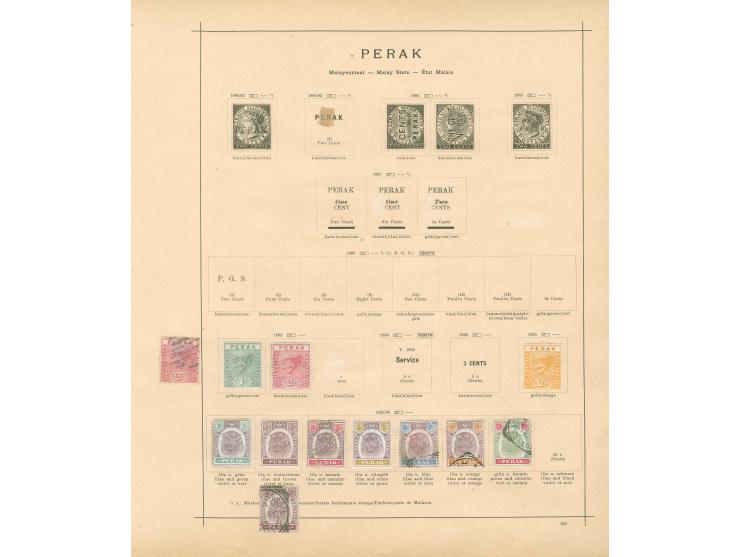 1884/1925, Malay States: Perak, Selangor, Sungei Ujong, Trengganu, collection on 6 album pages, used and unused, Selangor ver
