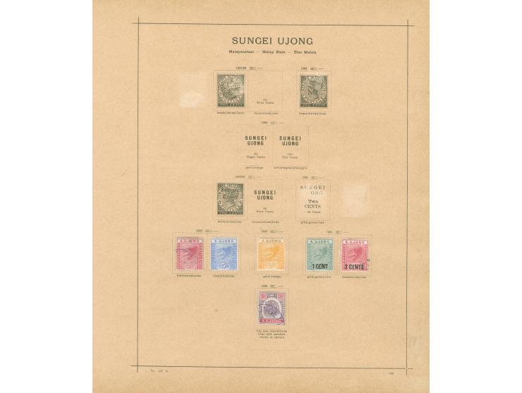 1884/1925, Malay States: Perak, Selangor, Sungei Ujong, Trengganu, collection on 6 album pages, used and unused, Selangor ver