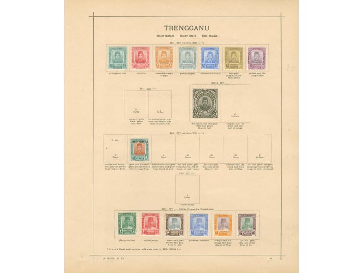 1884/1925, Malay States: Perak, Selangor, Sungei Ujong, Trengganu, collection on 6 album pages, used and unused, Selangor ver