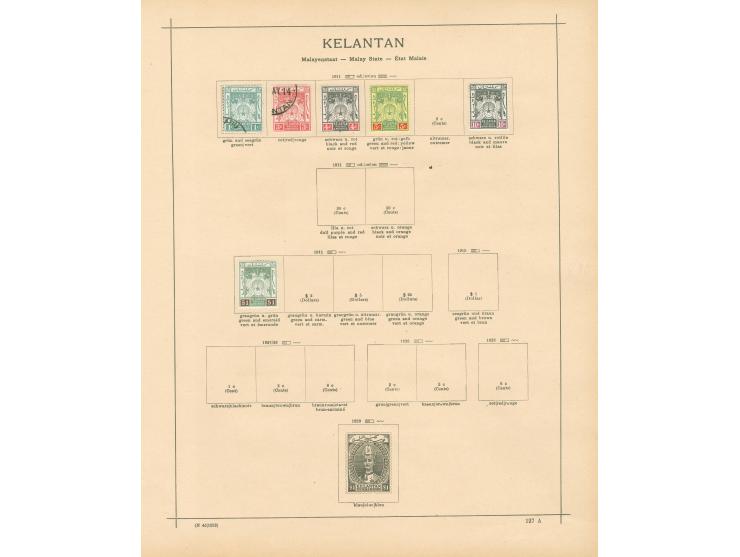 1891/1912, Malay States: Negri Sembilan, Johor, Kedah, Kelantan, collection on 6 album pages, used and unused, 1911 Kelantan 