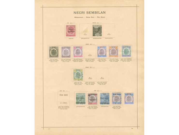 1891/1912, Malay States: Negri Sembilan, Johor, Kedah, Kelantan, collection on 6 album pages, used and unused, 1911 Kelantan 