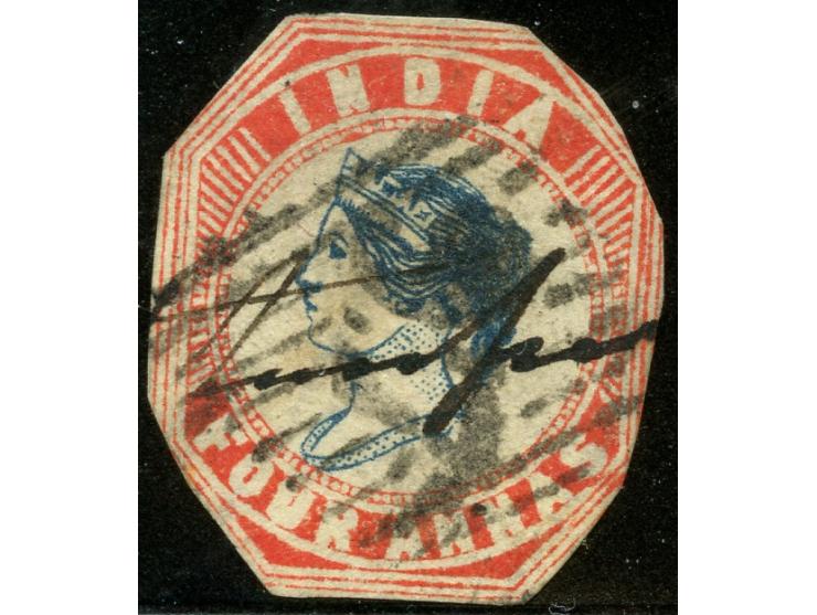 1854/55, 4 a. blue and red, Die II, Head Die III, watermark 2, a used cut-to-shape example cancelled by bold strike of "97" o