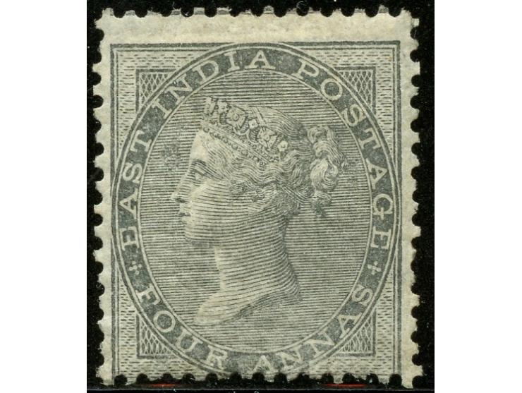 1855, 4 a. gray black, unused regummed, centered to bottom with part of top stamp, otherwise fine.
