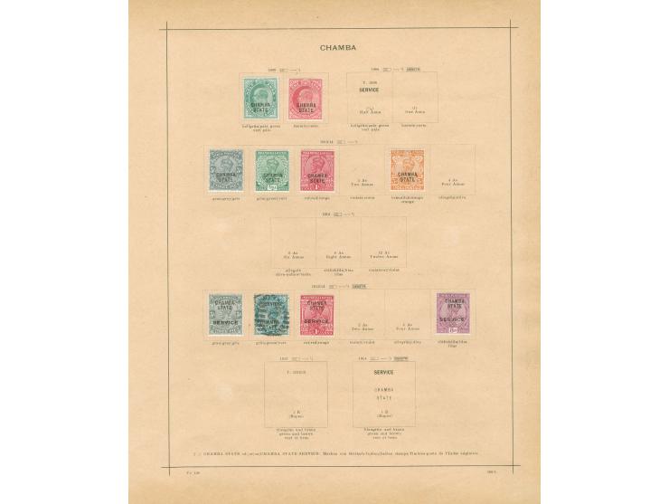 1886/1910, collection on 12 album pages including Chamba, Faridkot, Patiala, Nabha and Gwalior, unused and used, service over