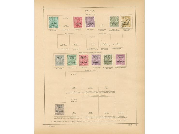 1886/1910, collection on 12 album pages including Chamba, Faridkot, Patiala, Nabha and Gwalior, unused and used, service over