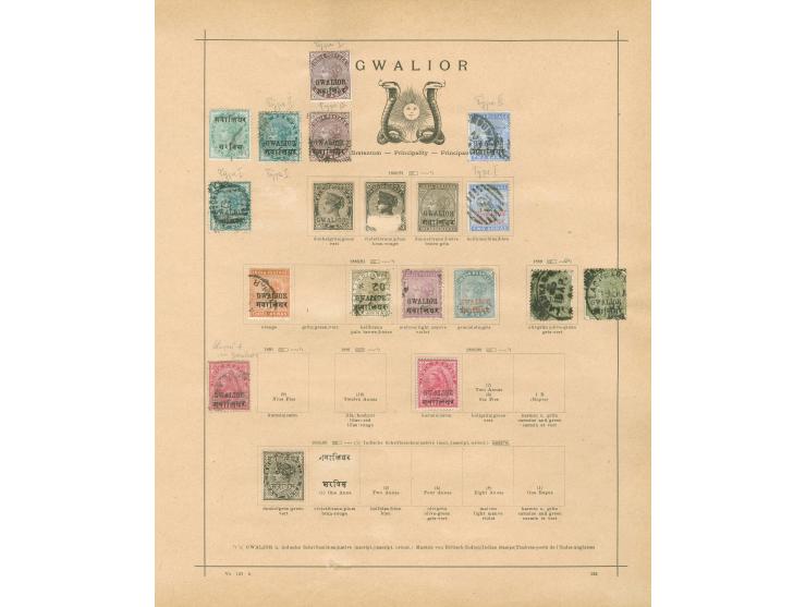 1886/1910, collection on 12 album pages including Chamba, Faridkot, Patiala, Nabha and Gwalior, unused and used, service over