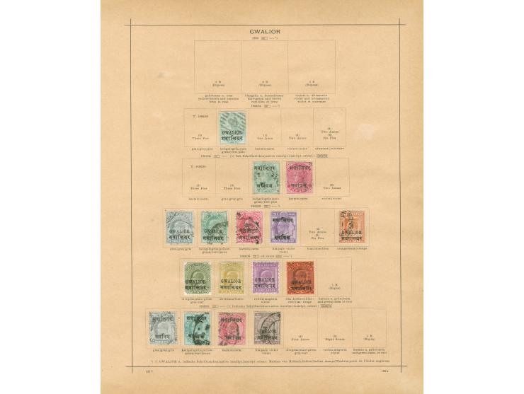 1886/1910, collection on 12 album pages including Chamba, Faridkot, Patiala, Nabha and Gwalior, unused and used, service over